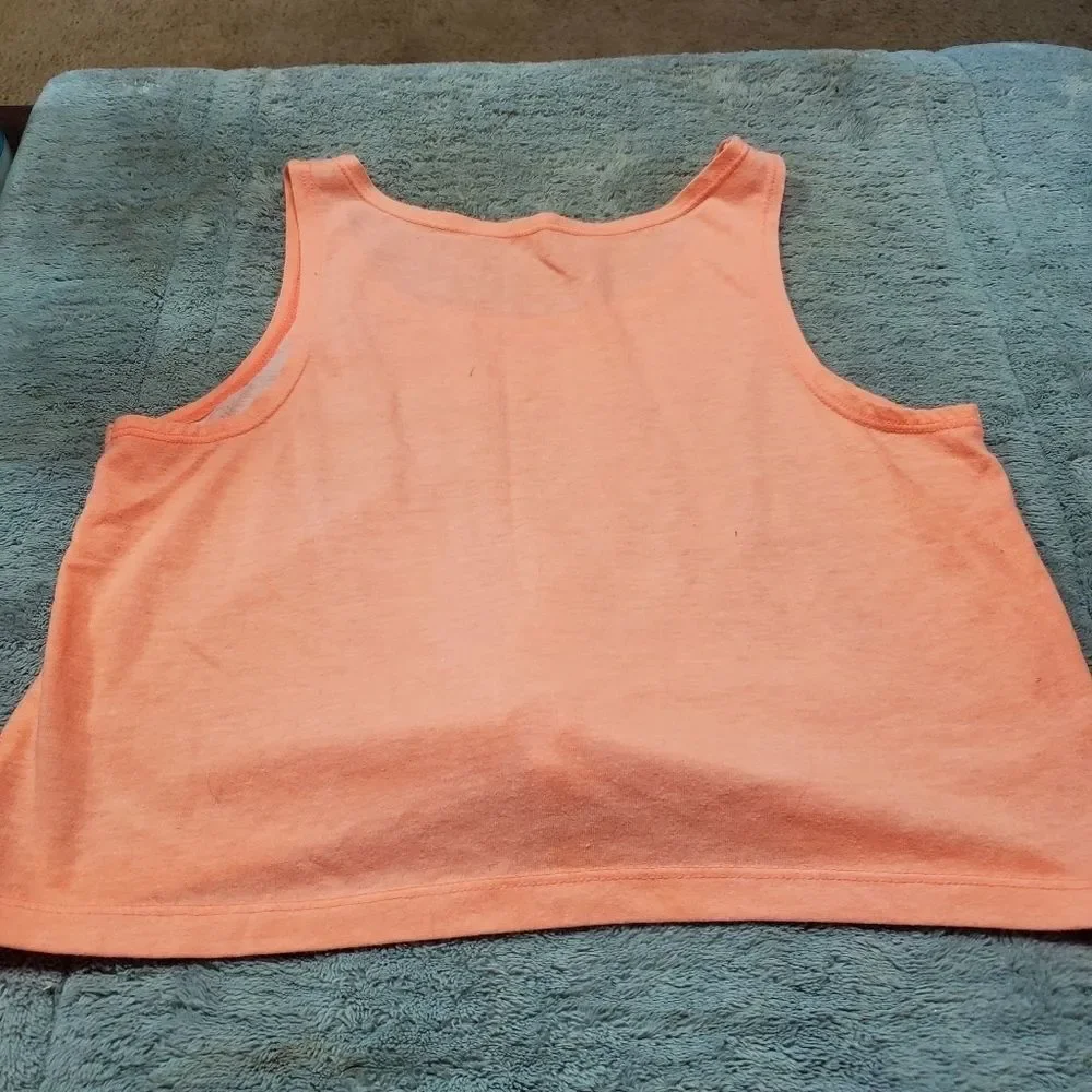 Justice Girls Peach Glitter Tie Front Tank Top Small